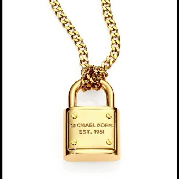 michael kors gold padlock necklace